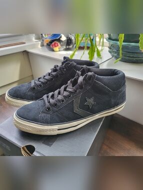 Converse Black Mid-Top Suede Sneakers